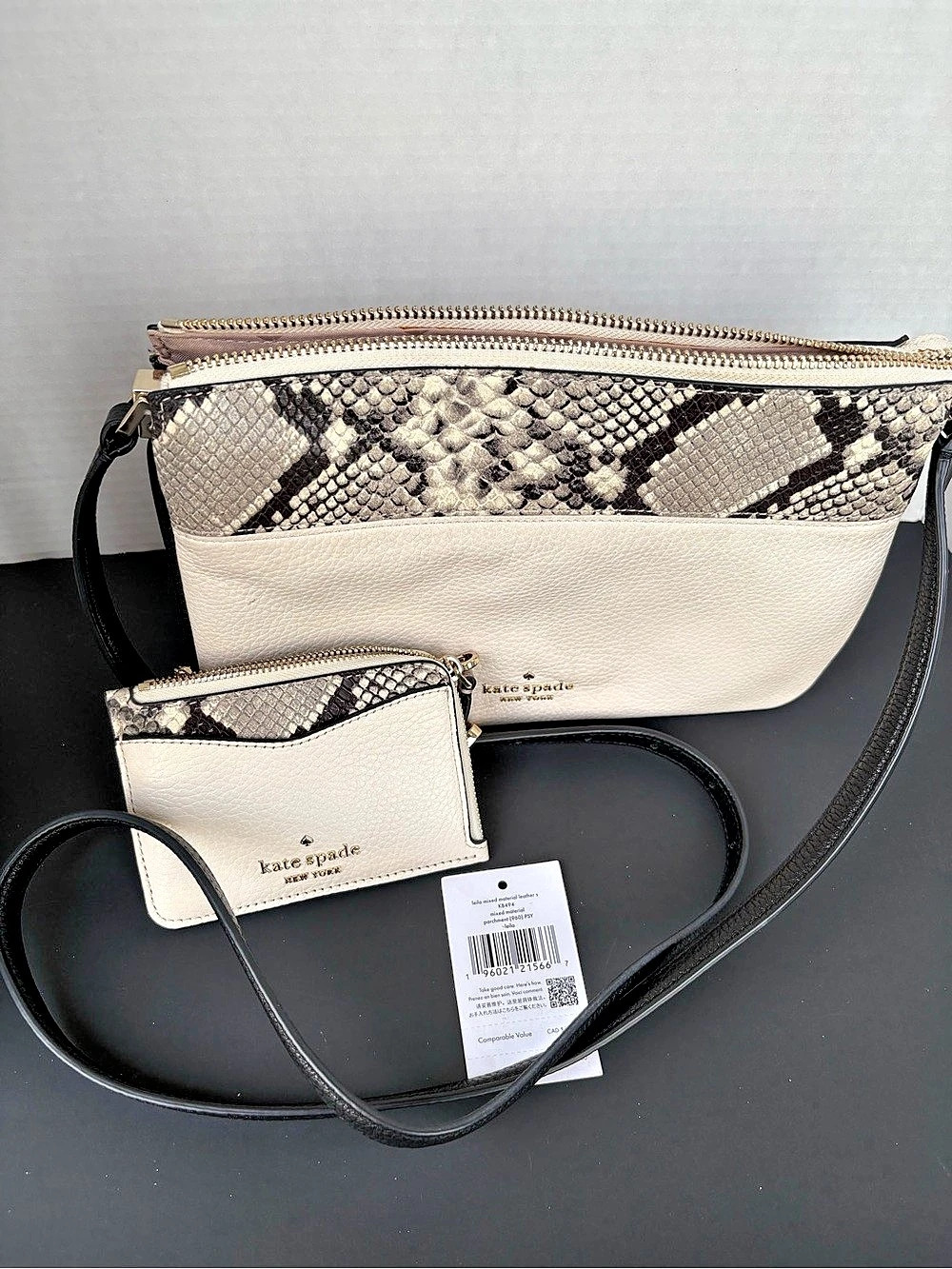 kate spade new york Spencer Crossbody in White & Black NWT